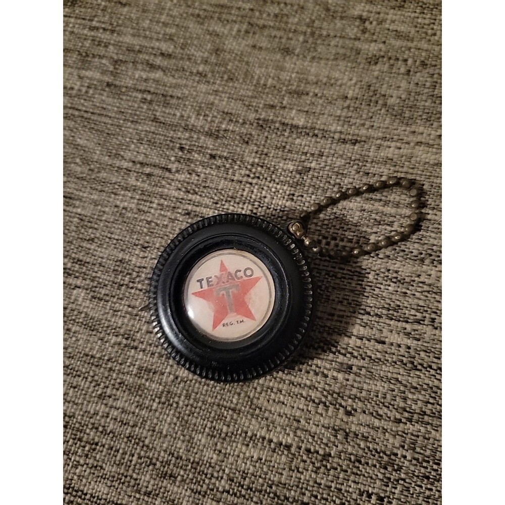 Vintage Texaco Oil Gas Advertising Pocket Keychain Tape Measure 3” Long Tire